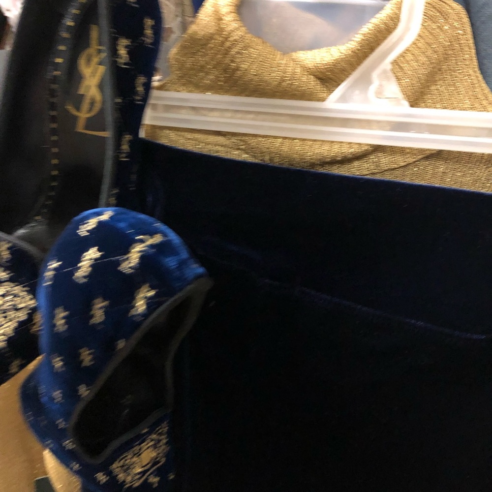 Yves Saint Laurent VINTAGE Blue VELVET Shoes 61/2 - Picture 7 of 10